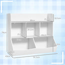 Mobile Portagiochi per Bambini a 3 Livelli con 5 Scomparti 91,5x43x79 cm in Legno Bianco
