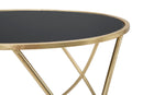 Tavolinetto Ring Ø60x45 cm in Ferro MDF e Specchio Nero e Oro