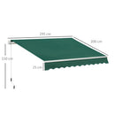 Tenda da Sole a Manovella 3x2 m ad Angolazione Regolabile in Alluminio Acciaio e Poliestere Verde      