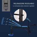Panca Multifunzione  155x56,5x120 cm con Supporto Bilanciere e Schienale Regolabile in Acciaio e PU Nero e Blu      