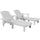 Set 2 Sdraio da Giardino Regolabili 79x158x88 cm con Tavolino e Braccioli in Polipropilene Bianco