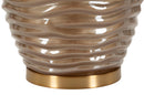 Lampada da Tavolo Praga Ø45,5x79 cm in Vetro e Ferro e Tessuto Marrone e Oro      