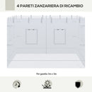 Pareti per Gazebo 3 Pezzi 300x195 cm in Rete di Nylon Bianco