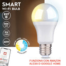 Set 3 Lampadina LED E27 9W Smart Home Luce Bianca Fredda e Calda App Alexa e Google      