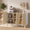 Credenza Buffet 120x35x73,5 cm con Ante Soft-Close in MDF Effetto Legno e Bianco      