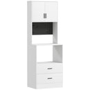 Mobile per Microonde 60x40x170 cm con Ripiano Regolabile e 2 Cassetti in MDF Bianco      