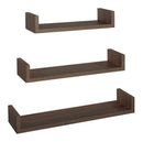 Set 3 Mensole da Parete 60-50-40x15,5x8 cm in Fibra di Legno Calamita Noce Segato