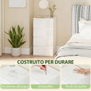 Cassettiera 40x35x74 cm 4 cassetti Salvaspazio in Legno Bianco Lucido      