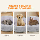 Letto Reversibile per Gatti o Cani di Piccola Taglia da Interno Ø62x21 cm in Peluche e Cotone PP Grigio Chiaro      
