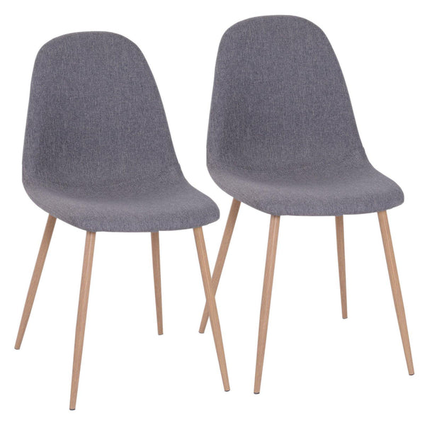 prezzo Set 2 Sedie da Pranzo Design Moderno in Lino con Gambe in Metallo Grigio