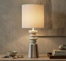 Lampada da Tavolo Tribal Ø26,5x67 cm in Ceramica e Ferro e Tessuto Multicolor      