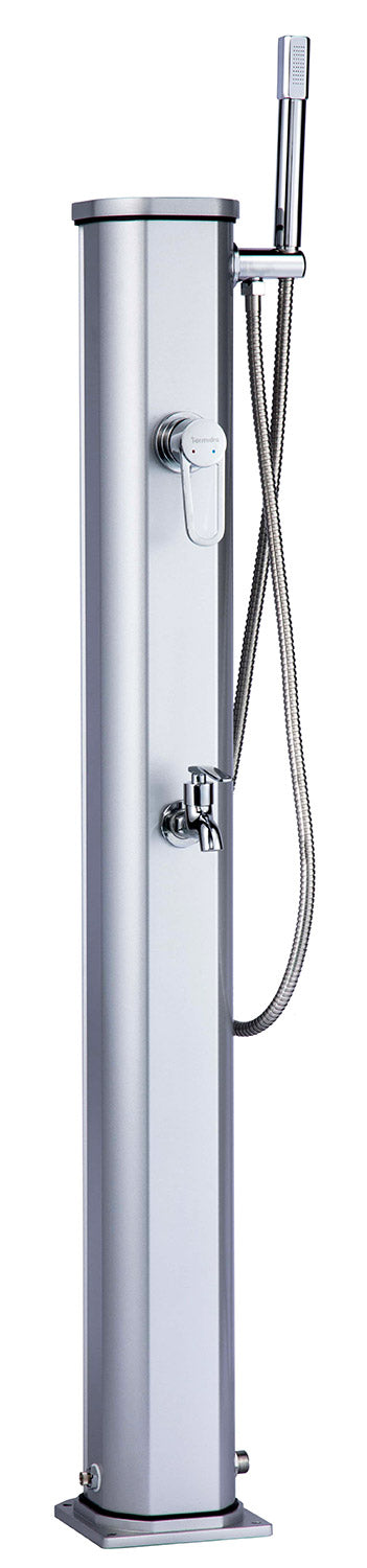 Mini Doccia Solare da Giardino 20L Miscelatore Lavapiedi e Doccetta Grigio Metallizzato online