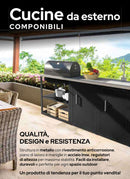 Composizione 3 Moduli Cucina BBQ + Armadietto con Anta + Mobile Lavandino Top in Acciaio Inox Nero      