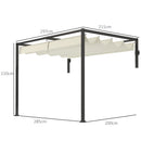 Pergola 3x2 m con Tettuccio Retrattile e Fori di Drenaggio in Acciaio e Poliestere Crema      