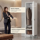 Armadio Spoiatoio 40x40x179 cm con Porta Chiudibile Portanome e Asta Appendiabiti in Metallo Bianco      