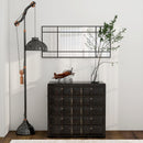 Specchio da Parete Stile Finestra 110x50 cm con Montaggio Verticale e Orizzontale Nero      