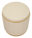 Puff con Contenitore London Crema Ø46,5x44 cm in Pino e MDF e Spugna e Metallo e PU      
