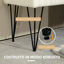 Panca Fondoletto in Tessuto Effetto Ciniglia Gambe a Forcina in Metallo 118,5x46x49,5 cm Crema  