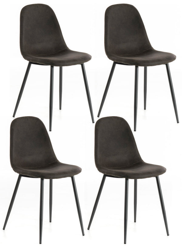 sconto Set 4 Sedie 44x50xH84 cm in Similpelle Brigitte Grigio Vintage