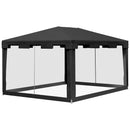 Gazebo  Pieghevole con Zanzariera e 2 Ingressi 4x3m in Metallo e PE Grigio Scuro