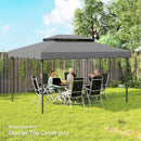 Tetto per Gazebo 3x4 m a 2 Livelli con 8 Fori di Drenaggio in Poliestere Grigio Chiaro      