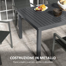 Tavolo Allungabile da Esterno per 8-10 Persone 180/240x99x74 cm in Acciaio e Alluminio Grigio Scuro