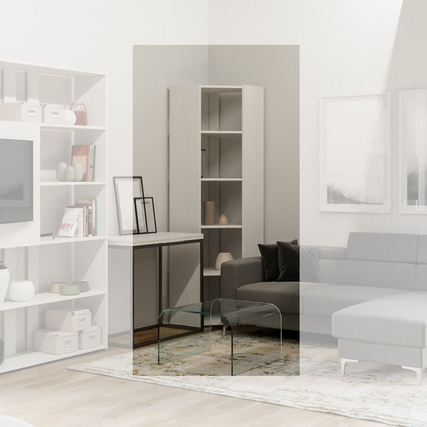 Libreria Angolare Moderna 5 Ripiani 60,3x60,3x205 cm in nobilitato Bianco acquista