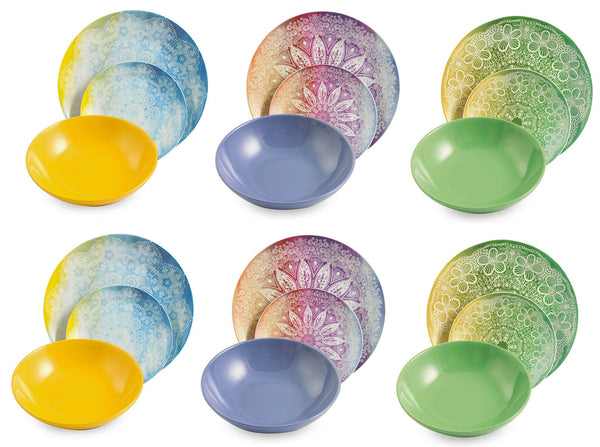 Servizio Piatti 18 Pezzi in Porcellana e Gres Villa d'Este Home Tivoli Canvas Multicolor sconto