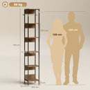 Libreria 29,5x30x185 cm Scaffale a 6 Ripiani Finitura in Legno e Acciaio Marrone      