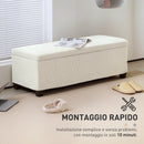 Panca Fondo Letto 112x42x40 cm con Spazio Contenitore da 84L in Tessuto Effetto Velluto a Coste e Acciaio Beige      