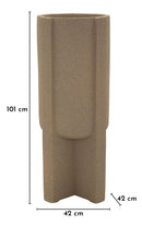 Porta Vaso da Esterno Moai Ø42x101 cm in Resina Marrone      
