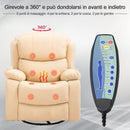 Poltrona Relax Dondolo Massaggiante e Riscaldante in Similpelle Beige 