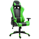 Sedia da Gaming Girevole Reclinabile in Similpelle Nero e Verde 