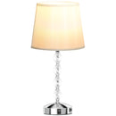 Lampada da Tavolo Base con Cristalli in Vetro con Porta USB Ø23x45 cm Bianco e Argento 
