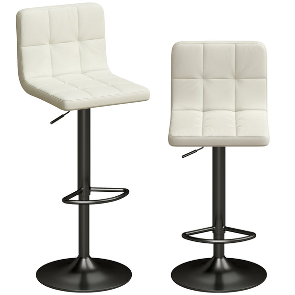 Set 2 Sgabelli da Bar 39,5x44x88-110 cm Regolabili con Poggiapiedi in Pelle PU e Acciaio Crema prezzo