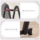 Scala Telescopica Pieghevole 12 Gradini 379x67,5x11 cm in Alluminio e Nylon Nero e Rosso