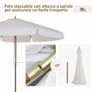 Ombrellone da Giardino con Doppio Tettuccio Ø325x250 cm in Legno di Bambù e Poliestere Crema