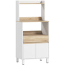 Credenza Mobile per Microonde 60x40x131 cm Mensole con Retro Aperto in Legno Bianco      