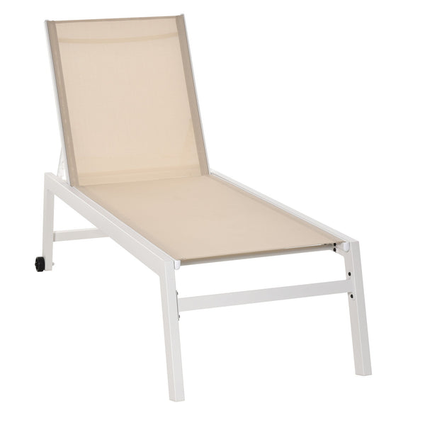 acquista Lettino Prendisole con Schienale Reclinabile 169x65x102 cm in Alluminio e Textilene Grigio e Nero