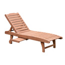 Lettino Prendisole da Giardino 182x60x35 cm con Ruote e Vassoio Estraibile in Legno