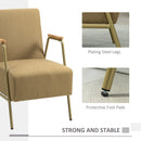 Poltrona Moderna per Soggiorno e Camera da Letto 62x81x92 cm in Tessuto Effetto Lino Marrone e Oro