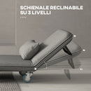 Poltrona Letto Singolo Chaise Longue 78x72x83 cm in Tessuto Grigio