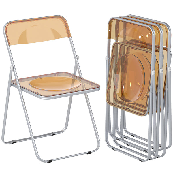 Set 4 Sedie Pieghevoli Salvaspazio 47x48x75 cm in Acciaio e Acrilico Arancione prezzo