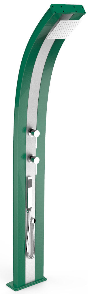 Doccia Solare da Esterno Giardino 40L Miscelatore e Doccetta Mobile Arkema Dada Fascia Inox Verde prezzo