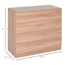 Cassettiera con 4 Cassetti in Legno 72x33.5x67 cm 
