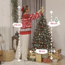 Albero di Natale Innevato 150 cm 398 Rami con Pigne e Bacche Rosse Base in Metallo Verde      