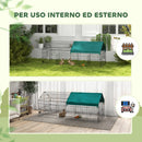 Gabbia per Galline Pollaio da Esterno con Telo di Copertura 185x75x75 cm in Acciaio Verde      