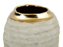 Vaso Lima Ø12,5x25 cm in Ceramica Grigio e Oro      