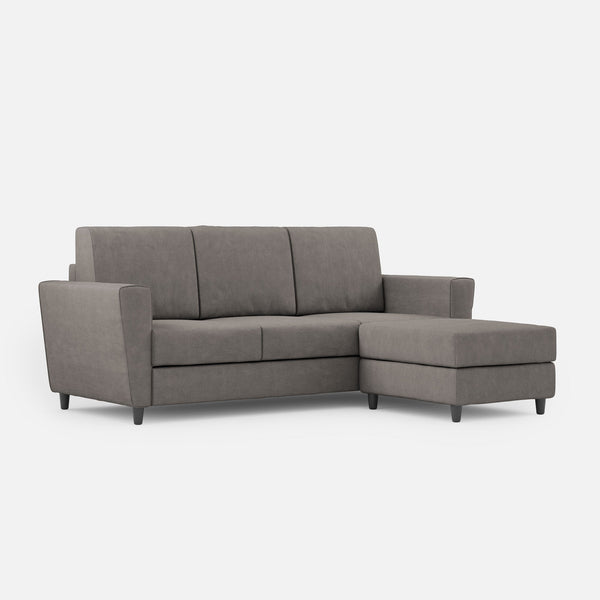 Divano 3 Posti con Pouf 212x155x85 cm Yasel in Tessuto Grigio online