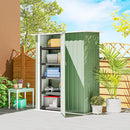 Capanno Porta Attrezzi 142x86x189 cm con Tetto Inclinato e Porta Bloccabile in Metallo Verde Chiaro      